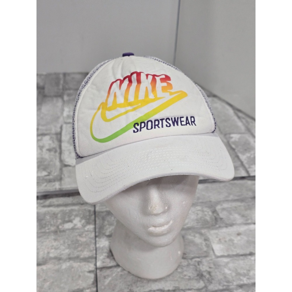 Vintage Retro Nike Hat‎ Cap Snap Back Mens Adjustable White Neon Red Yellow